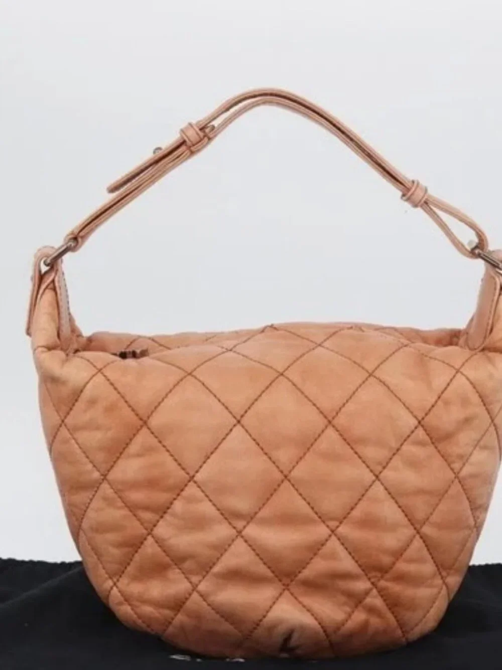 CHANEL Matelasse Shoulder Bag Lamb Skin Orange Gold CC Auth ARZ069V